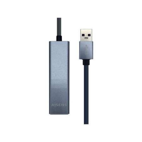 Aisens Conversor USB 3.0 a Ethernet GIGABIT 10/100/1000 MBPS + HUB 3xUSB3.0 - 15cm - Color Gris