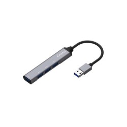 Aisens Hub USB 3.0 Aluminio - Tipo A Macho a 4xTipo A Hembra - 10cm - Color Gris