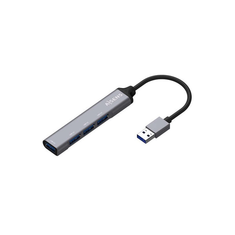 Aisens Hub USB 3.0 Aluminio - Tipo A Macho a 4xTipo A Hembra - 10cm - Color Gris Aisens Hub USB 3.0 Aluminio - Tipo A Macho a 4xTipo A Hembra - 10cm - Color Gris