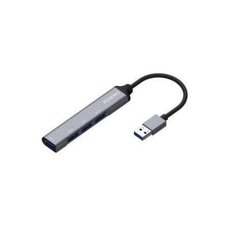 Hub USB 3.0 Aisens in alluminio - Tipo A maschio a 4xTipo A femmina - 10 cm - Colore grigio