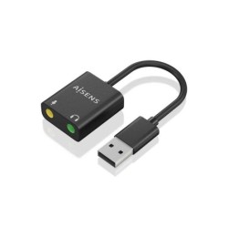 Aisens Conversor USB-A a Audio 48KHz - USB-A/M-2xJACK 3.5/H - 10cm - Color Negro