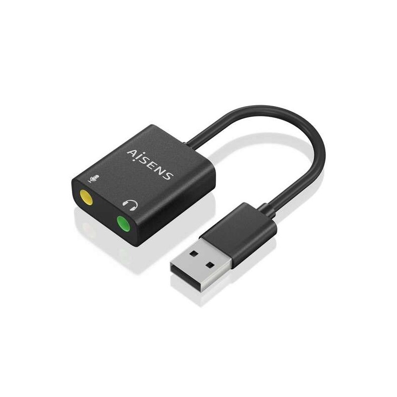 Aisens Conversor USB-A a Audio 48KHz - USB-A/M-2xJACK 3.5/H - 10cm - Color Negro Aisens Conversor USB-A a Audio 48KHz - USB-A/M-2xJACK 3.5/H - 10cm - Color Negro