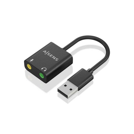 Aisens Conversor USB-A a Audio 48KHz - USB-A/M-2xJACK 3.5/H - 10cm - Color Negro
