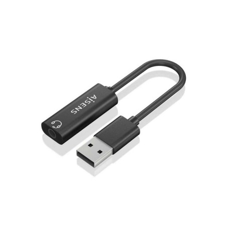 Aisens Conversor USB-A a Audio 48KHz - USB-A/M-JACK 3.5/H - 10cm - Color Negro
