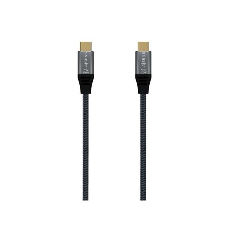 Aisens Cable USB 3.2 Gen2x2 Aluminio 20Gbps 8K@30Hz 5A 100W E-Mark, Tipo USB-C/M-USB-C/M - 0.6m - Color Gris