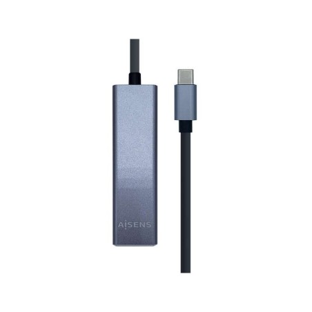 Convertitore Aisens USB3.1 GEN1 da USB-C a GIGABIT Ethernet 10/100/1000 MBPS + 3xHUB USB3.0 - 15 cm - Colore Grigio