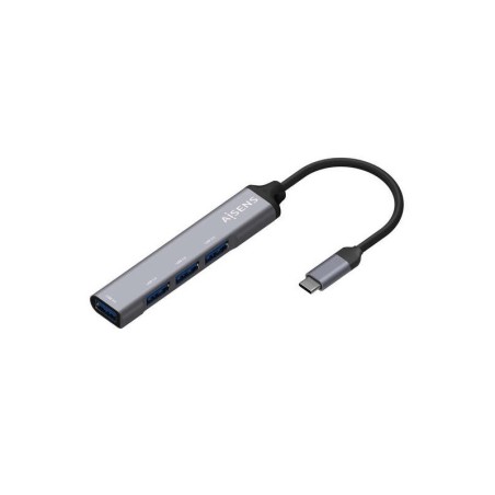 Hub USB-C Aisens USB 3.1 - Da USB-C maschio a 4xTipo A femmina - 10 cm - Colore grigio