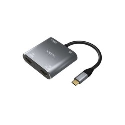 Convertitore Aisens da USB-C a 2xHDMI 4K SST MST/USB2.0/USB-C PD 60W - USB-C/M-2xHDMI/H-USB-A/H-USB-C/H - 15CM - Grigio