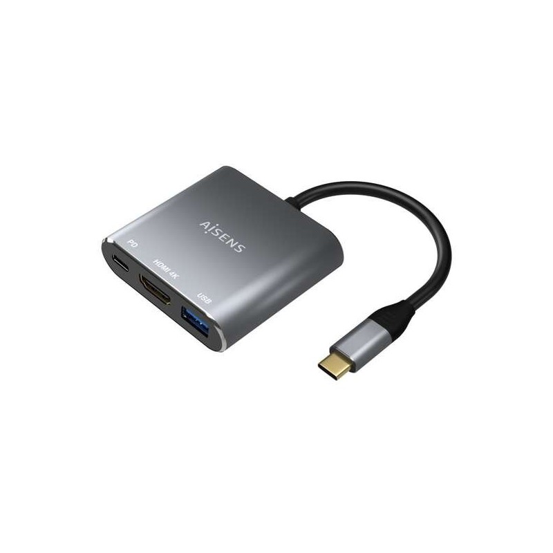 Convertitore Aisens da USB-C a HDMI/USB-C/USB 3.0 Tipo A, 3 in 1 - 15 cm - Grigio Convertitore Aisens da USB-C a HDMI/USB-C/USB 3.0 Tipo A, 3 in 1 - 15 cm - Grigio