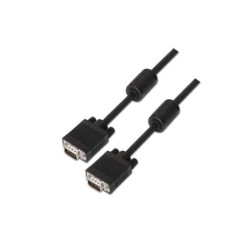 Cavo Aisens SVGA con Ferrite - HDB15/Maschio-HDB15/Maschio - 20m - Colore Nero