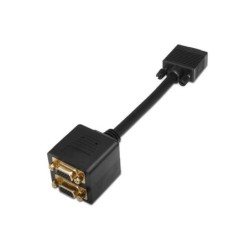 Cavo splitter SVGA di altissima qualità Aisens (3C+9) - HDB15/M-2xHDB15/H - Schermato oro - 20 cm - Colore oro