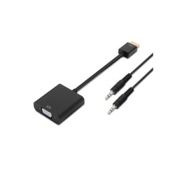 Aisens Conversor HDMI a SVGA+Audio - HDMI A Macho-SVGA Hembra+JACK 3.5/H - 10 cm+1.0m - Color Negro