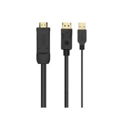 Cavo convertitore attivo Aisens HDMI 2.0 + ALIMENTAZIONE USB a DisplayPort V1.2 - HDMI/M-USB/M-DP/M - 1,8 M - Colore Nero