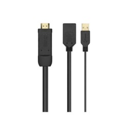 Aisens Conversor Activo HDMI 2.0 + USB ALIM. a DisplayPort V1.2 - HDMI/M-USB/M-DP/H - 10CM - Color Negro