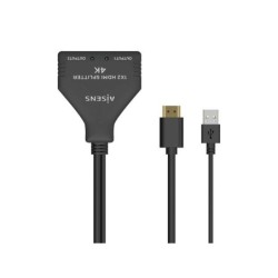 Duplicatore HDMI Aisens 4K@30HZ 1×2 con alimentazione e cavo USB - 30 cm - Nero