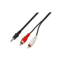 Aisens Cable Audio Estereo - JACK 3.5/M-2xRCA Macho - 3.0m - Color Negro