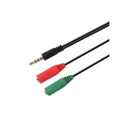 Cavo Adattatore Audio Aisens JACK 3.5 4 Pin/M-2xJACK 3.5 3 Pin/H - 20cm - Colore Nero