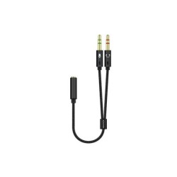Aisens Cable Adaptador Audio JACK 3.5 4 Pines/H-2xJACK 3.5 3 Pines/M - 25cm - Color Negro