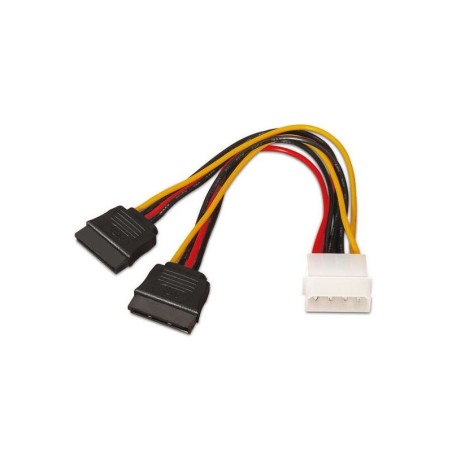 Cavo di alimentazione SATA Aisens - Molex 4pin/M-2xSATA Femmina - 20 cm - 100% Rame - Colore Nero