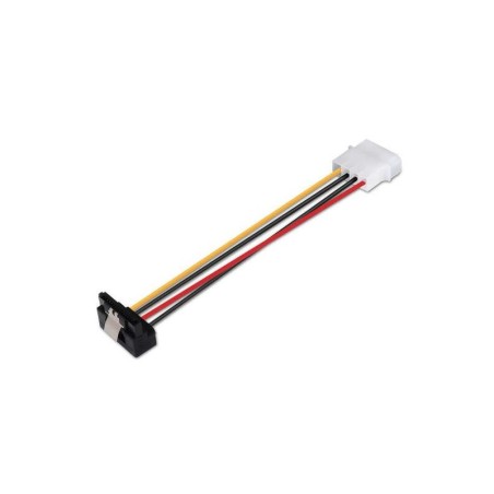 Cavo di alimentazione SATA angolato Aisens con ancoraggi - Molex 4 pin/M-SATA femmina - 16 cm - 100% rame - Colore nero