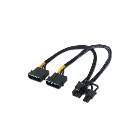 Cavo scheda grafica Aisens - 2xMolex 4pin/M-PCI-E(Molex 6+2pin)/M - 20 cm - 100% rame - Colore nero