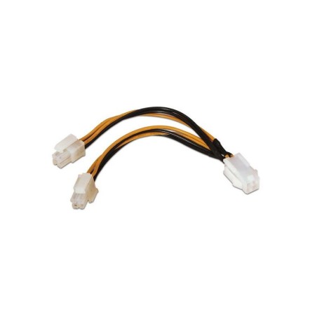 Aisens Cable de Alimentacion para Microprocesador - 4pin/H-4+4pin/M - 15cm - 100% Cobre - Color Negro