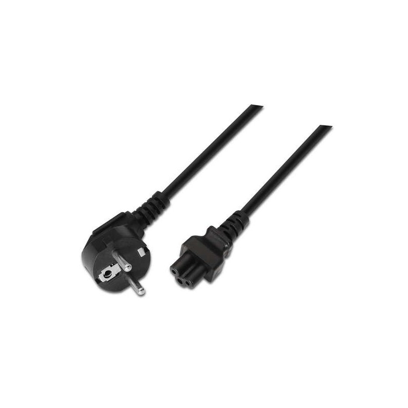 Cavo di alimentazione Aisens Trebol - CEE7 Angolato/M-C5/H - 1,5 m - 100% Rame puro AWG18 - Colore Nero Cavo di alimentazione Aisens Trebol - CEE7 Angolato/M-C5/H - 1,5 m - 100% Rame puro AWG18 - Colore Nero