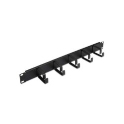 Aisens Organizador de Cables Metalico con 5 anillos - 19" 1U - Color Negro