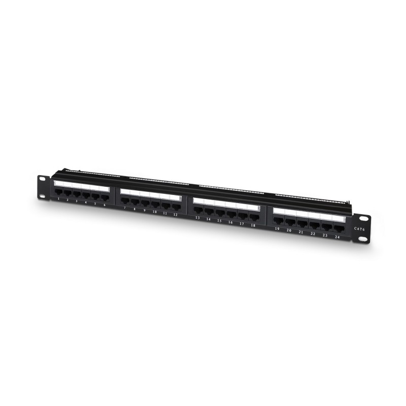 Aisens Panel de Parcheo de 24 Puertos RJ45 Cat.6 UTP - 19" 1U Dual IDC con Gestion de Cables - Color Negro Aisens Panel de Parcheo de 24 Puertos RJ45 Cat.6 UTP - 19" 1U Dual IDC con Gestion de Cables - Color Negro