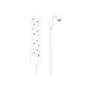 Aisens Multipresa Multipresa a 4 Uscite senza Interruttore con Cavo 3×1,5mm2 - 1,4m - Colore Bianco