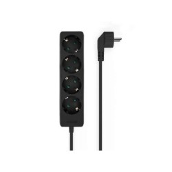 Aisens Multipresa Multipresa a 4 Uscite senza Interruttore con Cavo 3×1,5mm2 - 1,4m - Colore Nero