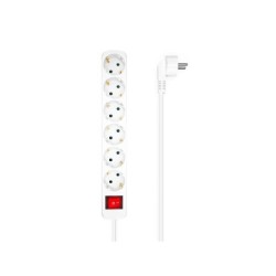 Aisens Regleta Multiple de 6 Tomas con Interruptor con Cable 3×1.5mm2 - 1.4m - Color Blanco