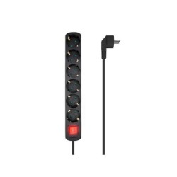 Aisens Regleta Multiple de 6 Tomas con Interruptor con Cable 3×1.5mm2 - 1.4m - Color Negro