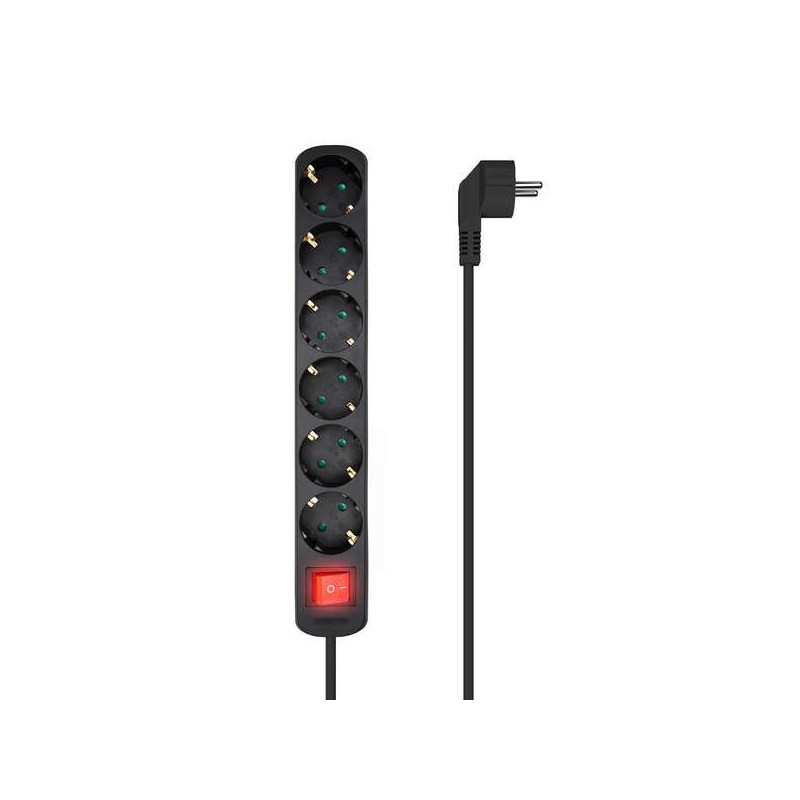 Aisens Multipresa Multipresa a 6 Uscite con Interruttore con Cavo 3×1,5mm2 - 1,4m - Colore Nero Aisens Multipresa Multipresa a 6 Uscite con Interruttore con Cavo 3×1,5mm2 - 1,4m - Colore Nero