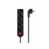 Aisens Base Multiple 4 Tomas con Interruptor con Cable 3×1.5mm2 - 1.4m - Color Negro