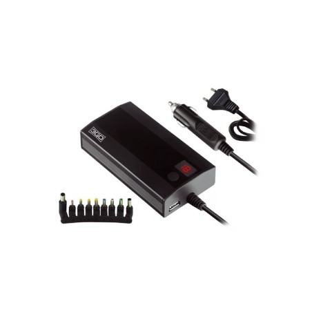 3GO Cargador de Portatil Universal 90W con 9 Adaptadores + Coche