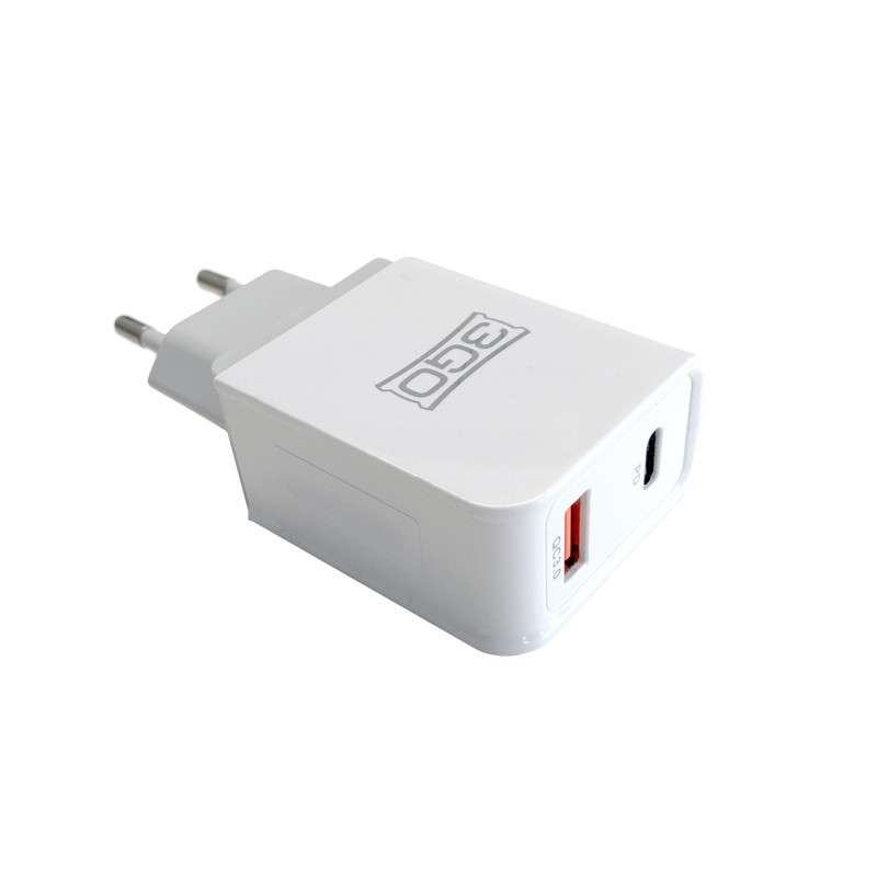 3GO Cargador de Pared 1x USB Quick Charge 3 + 1x USB-C 3GO Cargador de Pared 1x USB Quick Charge 3 + 1x USB-C