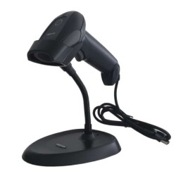 Lettore di codici a barre USB 1D circa con supporto - Indicatore LED, segnale acustico - Velocità 300 volte al secondo - Colore 