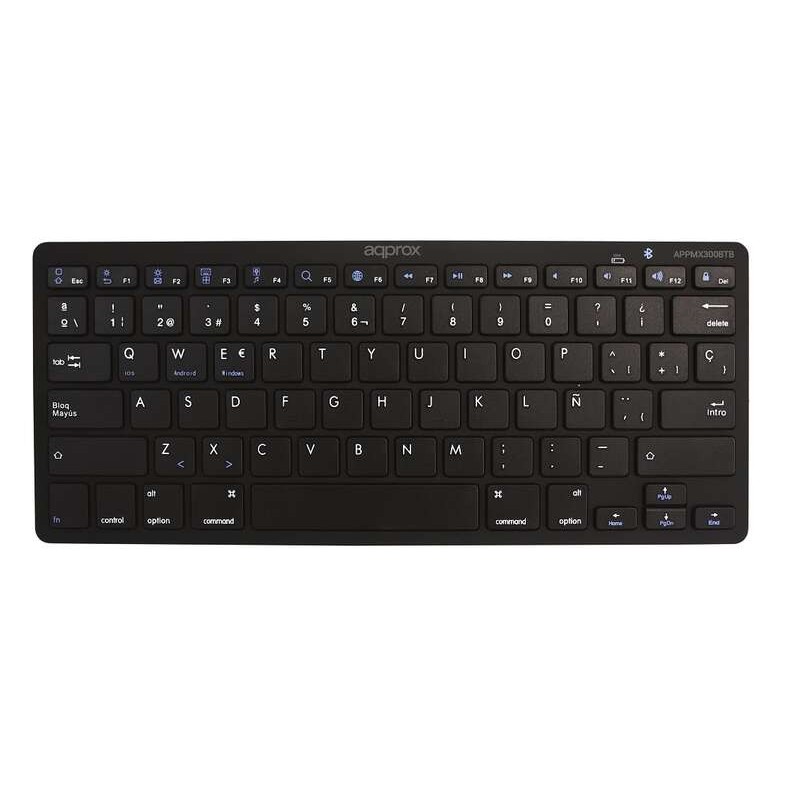 Approx Teclado Compacto Inalambrico Bluetooth 3.0 - 14 Teclas Multimedia - Compatible con PC/Android/iOS - Color Negro Approx Teclado Compacto Inalambrico Bluetooth 3.0 - 14 Teclas Multimedia - Compatible con PC/Android/iOS - Color Negro