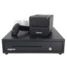 Confezione approssimativa Cassetto contanti POS + Stampante termica + Lettore di codici + Rotoli - Colore nero