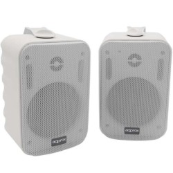Altoparlanti amplificati da circa 30 W - Griglia in metallo - 2 RCA, 1 linea - Include staffa da parete