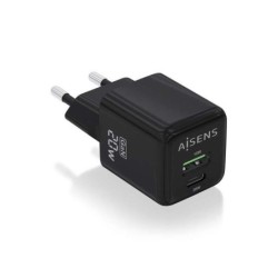 Aisens Cargador Gan 20W - 1xUSB-C PD3.0 QC4.0 - 1xUSB-A QC3.0 - Color Negro