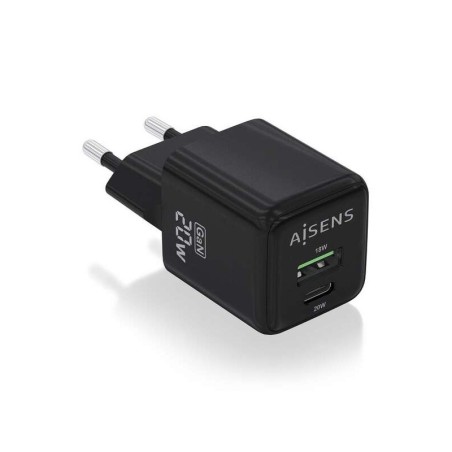 Caricabatterie Aisens Gan 20W - 1xUSB-C PD3.0 QC4.0 - 1xUSB-A QC3.0 - Colore Nero