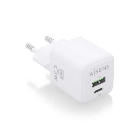 Aisens Cargador Gan 25W - 1xUSB-C PD3.0 QC4.0 - 1xUSB-A QC3.0 - Color Blanco