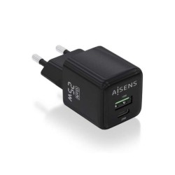 Aisens Cargador Gan 25W - 1xUSB-C PD3.0 QC4.0 - 1xUSB-A QC3.0 - Color Negro