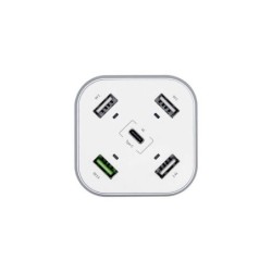 Aisens Cargador de Sobremesa 48W 5 Puertos 3xUSB-A 1xUSB-C 1xUSB QC3.0 - Color Blanco