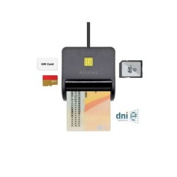 Aisens DNI Lettore Smart Card con Lettore SIM Card - SD - Micro SD - MMC - RS-MMC - MMC Micro - Colore Nero