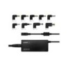 Aisens Caricatore Multitensione Automatico Universale per Laptop 65W con 9 Connettori + USB-A QC.3.0 - Colore Nero