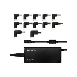 Aisens Cargador 90W Automatico Universal Multitension para Portatil con 12 Conectores + USB-A QC.3.0 - Color Negro