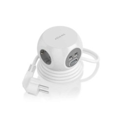 Multipresa da tavolo multifunzione Aisens con 3 uscite + 2xUSB-C - 2xUSB-A - 1,4 m - Colore bianco